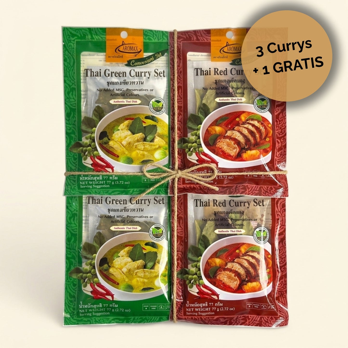 Thai Curry Mix-Paket (4er Set) – 3+1 Gratis (á 77g)