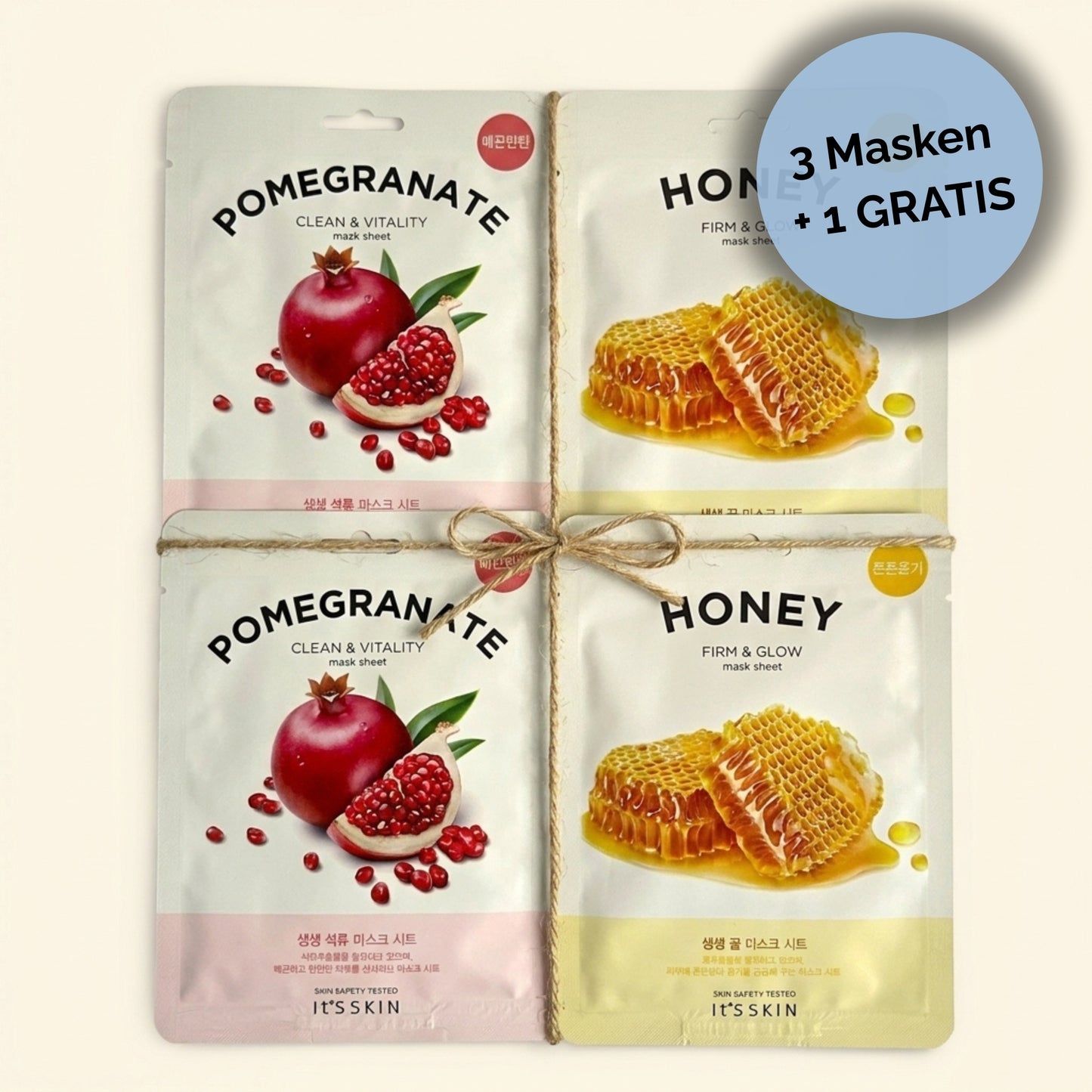 K-Beauty Glow Set (4 Masken) – 3+1 Gratis (á 20g)