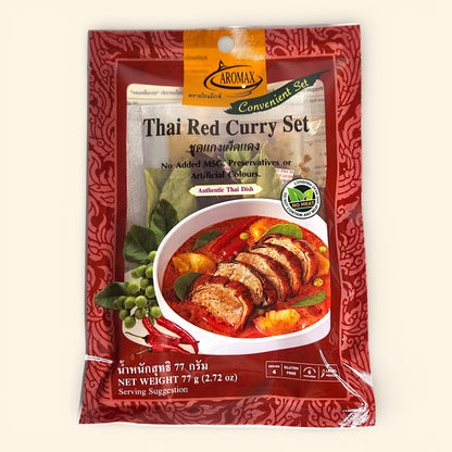 Authentisches Thai Red Curry Set von Aromax – entdecke diese kulinarischen Highlights in der Thailand Erlebnisbox von Oversea Crate für dein Kocherlebnis zuhause.